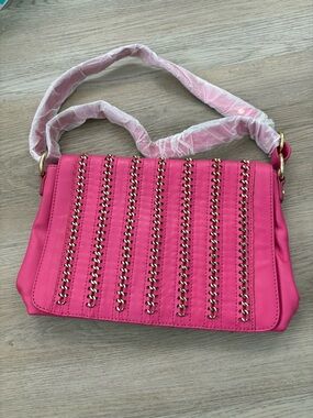 Vintage Tory Burch Chain Flap Shoulder Bag - Double T Logo in Hot Pink